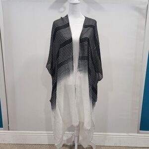 Raj Black And White Ruana Kimono Duster Swim Cover NWOT Polysealed!